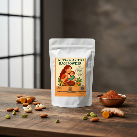 Postpartum Superfood – Nuts & Roasted Ragi Powder with Turmeric & Cardamom | No Sugar, No Preservatives for mothers